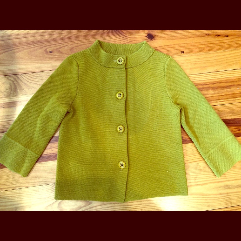 J. Crew chartreuse wool Alice Sweater Jacket M